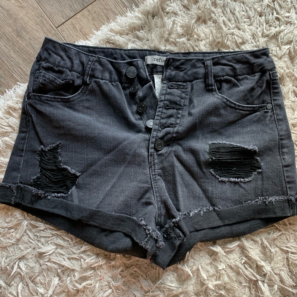 Black jean shorts